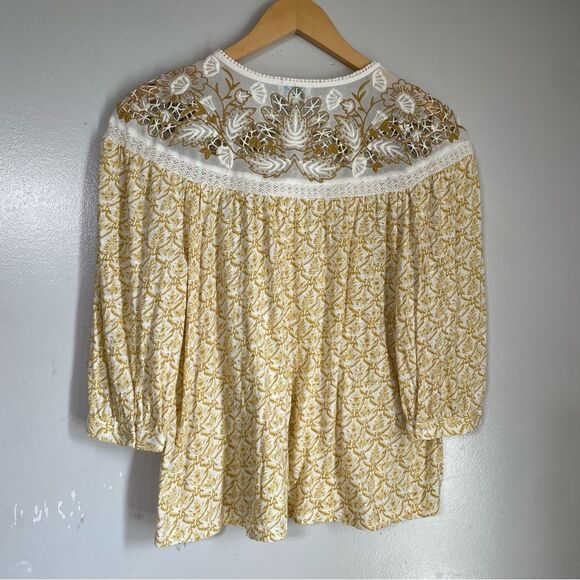 Sundance Women's Top Peasant Blouse Boho‎ Western Embroiered Crochet Small - Picture 3 of 7